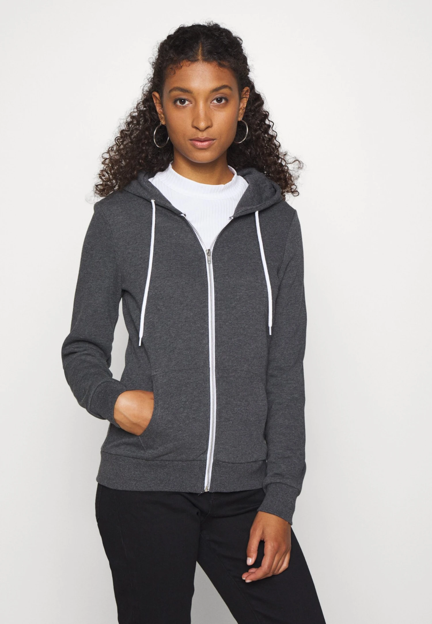 Even&Odd Sweater Met Rits - Mottled Dark Grey 3 Even&Odd Sweater Met Rits - Mottled Dark Grey