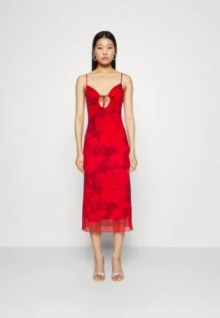 Even&Odd Eo-Ss23-C083-Sj / Strappy All Over Mesh Midi Low V Neck Dress / 302 - Red_917 - Multi-Coloured - Jurk - 302 - Red_917 - Multi-Coloured -Even-Odd Winkel ad66486e49444c2bb347c22dbfed362b