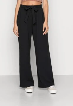 Even&Odd Belt Detail Wide Leg Pants - Broek - Black
