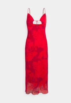 Even&Odd Eo-Ss23-C083-Sj / Strappy All Over Mesh Midi Low V Neck Dress / 302 - Red_917 - Multi-Coloured - Jurk - 302 - Red_917 - Multi-Coloured -Even-Odd Winkel eff21d62a7ce45b380a1a6c717203c4d